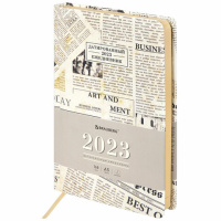 Ежедневник датированный 2023 А5 138x213 мм BRAUBERG 'Vista', под кожу, 'Press', 114138
