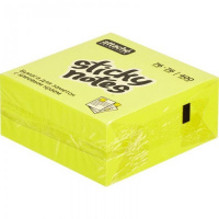 Блок для записей с клейким краем Attache желтый, неон, 76х76мм, 400 листов