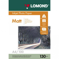 Фотобумага для струйных принтеров Lomond А4, 100 листов, 130г/м2, матовая, двусторонняя, 102004