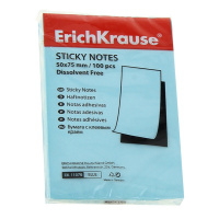 Блок для записей с клейким краем Erich Krause голубой, пастель, 50х75мм, 100 листов, 11576