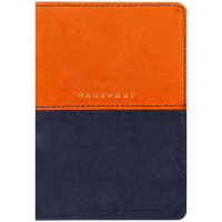 Обложка для паспорта OfficeSpace 'Duo', кожа, осень+тм.синий, тиснение фольгой