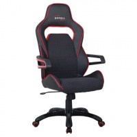 Кресло геймера Brabix Nitro GM-001 ткань, экокожа, черная, вставки красные, крестовина пластик