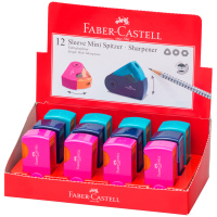 Точилка пластиковая Faber-Castell 'Sleeve Mini' 1 отверстие, контейнер, розов./оранж., бирюзовая