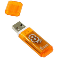 USB флешка Smart Buy Glossy 8Gb, 12/5 мб/с, оранжевый