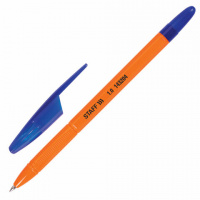 Ручка шариковая Staff X-100 синяя, 0.35мм, оранжевый корпус