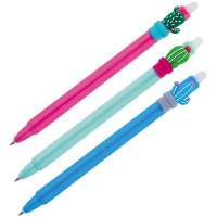 Ручка гелевая автоматическая Meshu Cactus синяя, 0.5мм, корпус ассорти