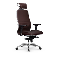 Кресло руководителя Метта Samurai KL-3.04 MPES, ткань-сетка/экокожа, темно-коричневая, крестовина хр