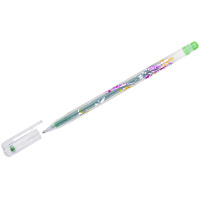 Ручка гелевая Crown Люрекс светло-зелёная, 1мм