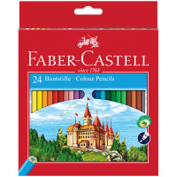 Карандаши цветные Faber-Castell 'Замок', 24цв., шестигр., заточ., картон, европодвес