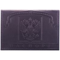 Обложка для паспорта Officespace черная, кожа тип 3, тиснение Герб