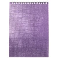 Блокнот А5 80л., на гребне Hatber 'Metallic Фиолетовый', бумвинил
