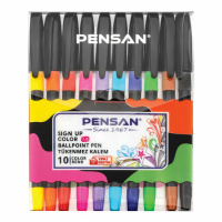 Ручки шариковые масляные с грипом PENSAN 'Sign-Up Color', НАБОР 10 ЦВЕТОВ, узел 1 мм, линия письма 0