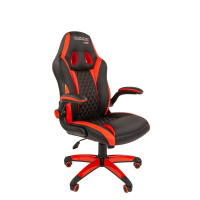 Кресло геймера Chairman Game 15 экокожа премиум, черно-красная, крестовина пластик
