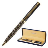 Шариковая ручка автоматическая Galant Klondike синяя, 0.7мм, черный/золотой корпус