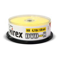 Диск DVD-R Mirex 4.7 Гб, 16x, Cake, UL130003A1M, 25шт/уп