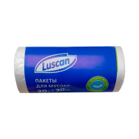 Мешки для мусора Luscan ПНД 20л, 6мкм, белые, 42х50см, 30шт, в рулоне