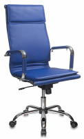Кресло руководителя Бюрократ CH-993 синий эко.кожа крестов. металл хром