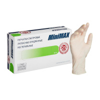 Перчатки латексные Minimax р. S, белые, опудренные, нестерильные, 50 пар