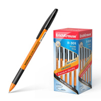 Ручка шариковая ErichKrause R-301 Orange Stick&Grip 0.7, черная