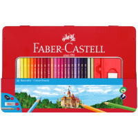 Карандаши цветные Faber-Castell 'Замок', 48цв., трехгран., заточ.+2ч/г кар. Grip+ластик+точилка, мет