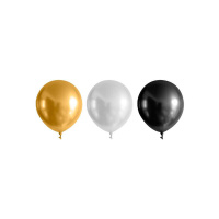 Воздушные шары Феникс-Презент 30см, хром,цв золотой,шампань,черный, 25шт/уп