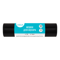 Мешки для мусора  160л Vega ПВД, 80*106см, 20мкм, 10шт., черного цвета, в рулоне