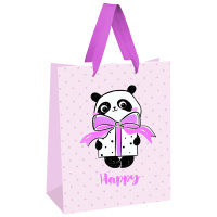 Пакет подарочный 18*23*10см MESHU 'PandaGift_Pink', отд. фольгой, матовая ламинация
