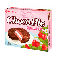 Печенье Lotte Choco Pie клубника, 336г, 12шт