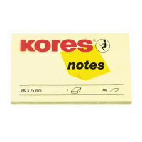 Блок для записей с клейким краем Kores желтый, пастельный, 100х75мм, 100 листов