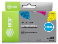 Картридж струйный Cactus CS-CD972/3/4 №920XL голубой/желтый/пурпурный набор (43.8мл) для HP DJ 6000/