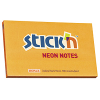 Блок для записей с клейким краем Hopax Stick'N оранжевый, неон, 76х127мм, 100 листов
