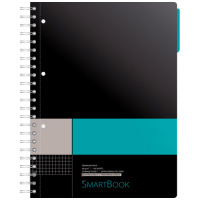 Тетрадь общая Smartbook серо-бирюзовая, А4, 120 листов, в клетку, на спирали, пластик
