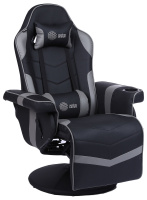 Кресло геймера Cactus CS-CHR-GS200BLG экокожа, черная/серая, с подставкой для ног