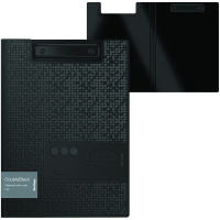 Папка-планшет с зажимом Berlingo 'DoubleBlack' А4, пластик,  1300мкм, черная, с рисунком