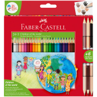Карандаши цветные Faber-Castell 'Дети мира', 24цв., трехгран, заточ.+6цв., картон. упаковка