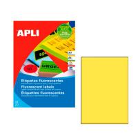 Этикетки цветные Apli 2878, 210х297мм, 20шт, желтые флюорисцентные