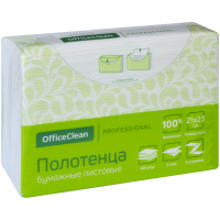 Бумажные полотенца Officeclean Professional листовые, белые, Z укладка, 190шт, 2 слоя
