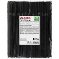 Трубочки для коктейлей Laima черные, гофрированные, пластиковые, d=5мм, 24см, 250шт/уп
