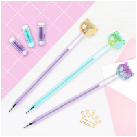 Ручка шариковая MESHU 'Cute Cats' синяя, 0,7мм, перламутр, софтач, ассорти
