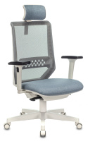 Кресло руководителя Бюрократ Expert сетка/ткань 38-405, серый/голубой, с подголовником, крестовина п