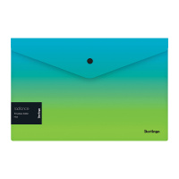 Папка-конверт на кнопке Berlingo 'Radiance', 180мкм, голубой/зеленый градиент, с рисунком