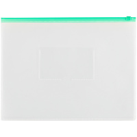 Папка-конверт на молнии OfficeSpace A4, прозрачная, 150мкм, молния зеленая