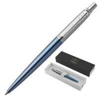 Шариковая ручка автоматическая Parker Jotter Essential M, голубой металлик/серебристый корпус, 19531