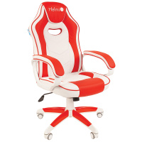 Кресло игровое Helmi HL-S15 'Skyline', экокожа, белая/красная, механизм качания