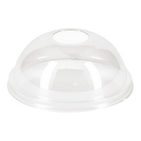 Крышка для одноразовых стаканов Стиролпласт купольная с отверстием d=95мм, высота 4см, прозрачная, 5