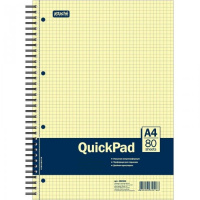 Тетрадь общая Quickpad Yellow Pad, A4, 80 листов, в клетку, на спирали, ламинированый картон