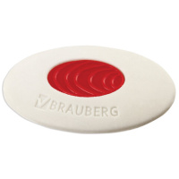 Ластик BRAUBERG 'Oval PRO', 40х26х8 мм, овальный, красный пластиковый держатель, 229560
