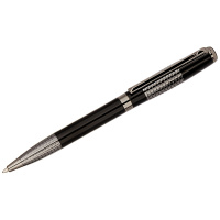 Ручка шариковая Delucci 'Vivo', синяя, 1мм, цвет корпуса -  черный/серебро, поворот., подар.уп.