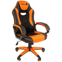 Кресло игровое Helmi HL-S16 'Pilot', экокожа, черная/оранжевая, механизм качания