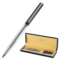 Шариковая ручка автоматическая Galant Landsberg синяя, 0.7мм, черный/серебристый корпус